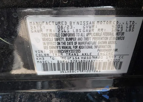 2024 Nissan Sentra Sv Xtronic Cvt из США, поврежденный, VIN 3N1AB8CV9RY207285